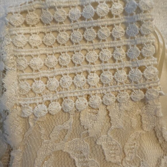 Ivory top w Matching Ivory Lace Overlay Long Sleeves‎ Women's XL - Picture 3 of 8